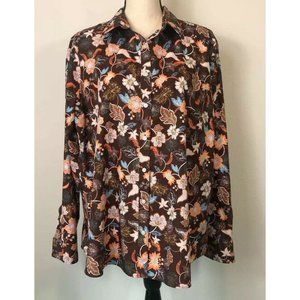 Lands End No Iron Supima Floral Shirt Sz 18